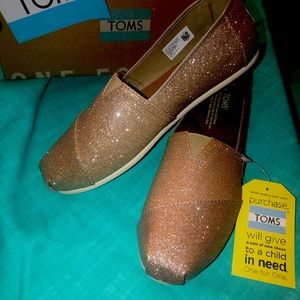 TOMS Classic Rose Gold Glitter
